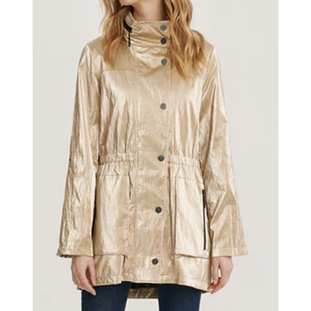 DONCASTER SPORT Metallic Gold Full Zip Mock Neck Jacket‎ Women's Size 12M NWT